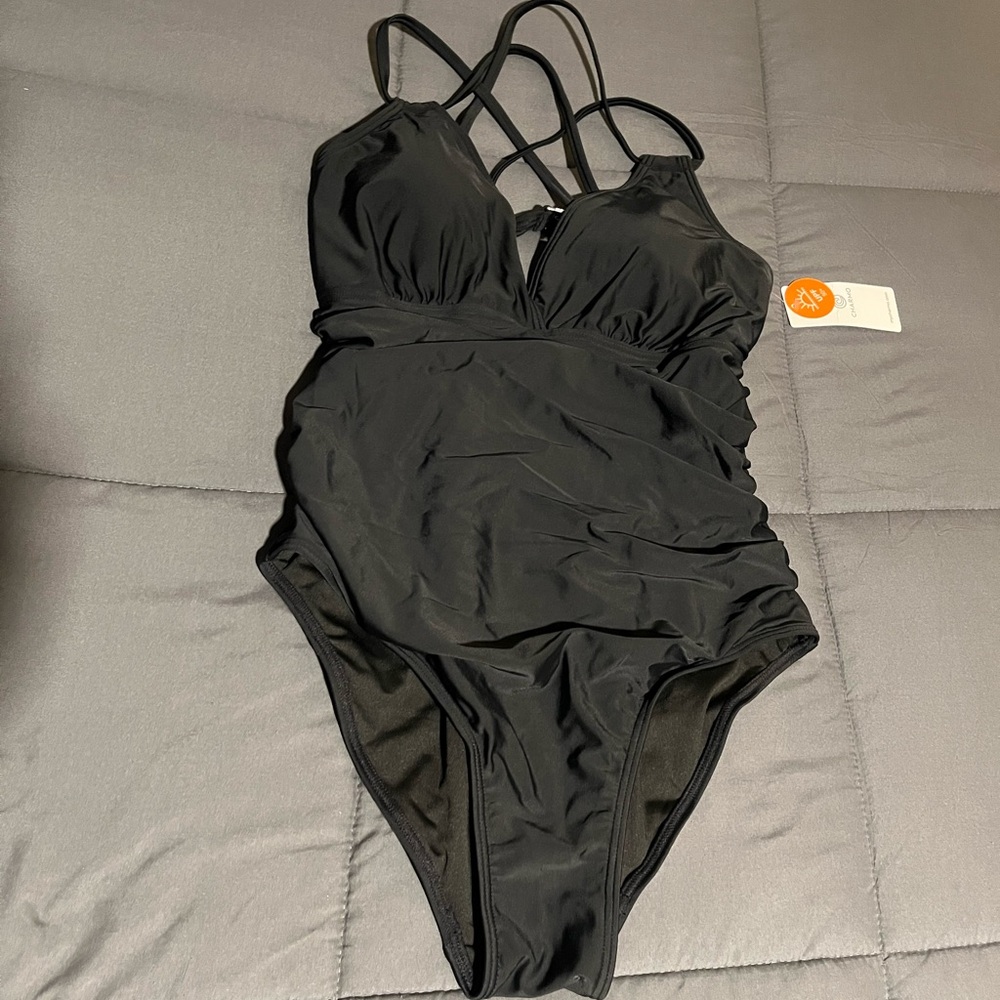 Black Strappy One-Piece Swimsuit